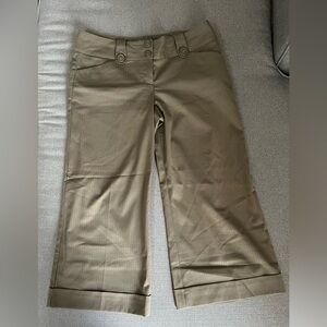 Express Wide Leg Cropped Pant, Olive Green, Size 8